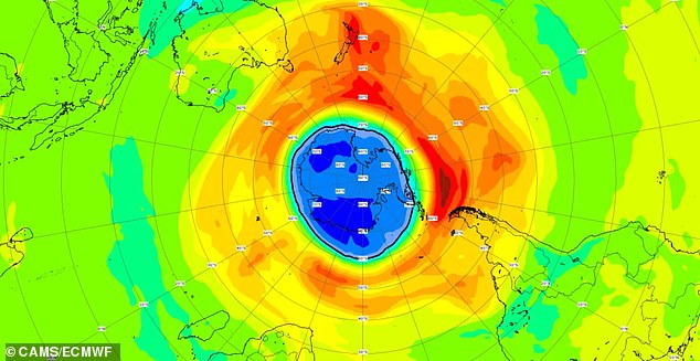 In September this year, the ozone hole (pictured in blue) was 7.13 million square kilometers - smaller than the same period in recent years. Researchers suggest that this is an indication that banning CFCs allows the ozone layer to recover naturally.